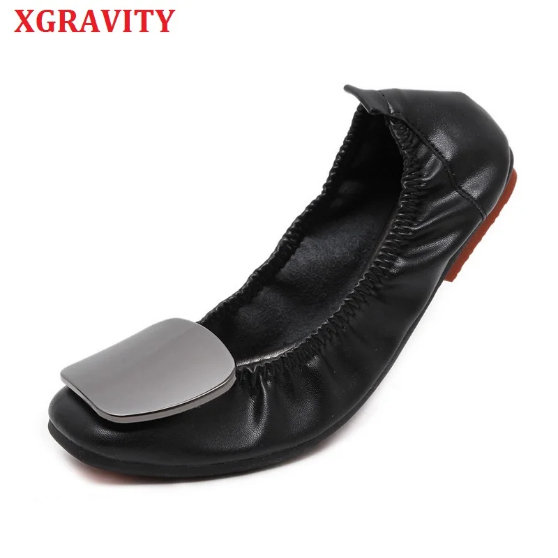 

Stock Clearence Xgravity Elegant Women Foldable Flat Shoes Fashion OL Ladies Flats Round Toe Woman's Footwear Female A074