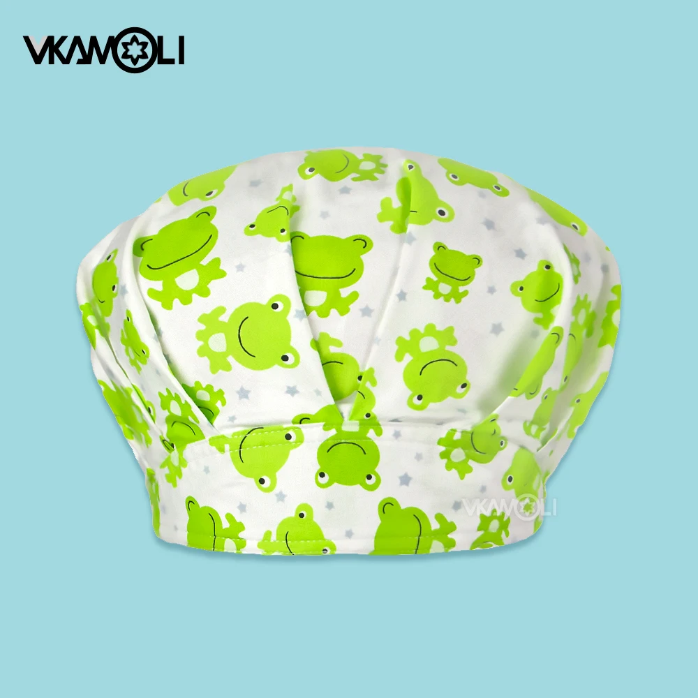 

Clearance Pattern Scrub Cap Printing Working Hat 100% Cotton Women Men Beautician Dust Proof Cooking Chef Caps nursing hat