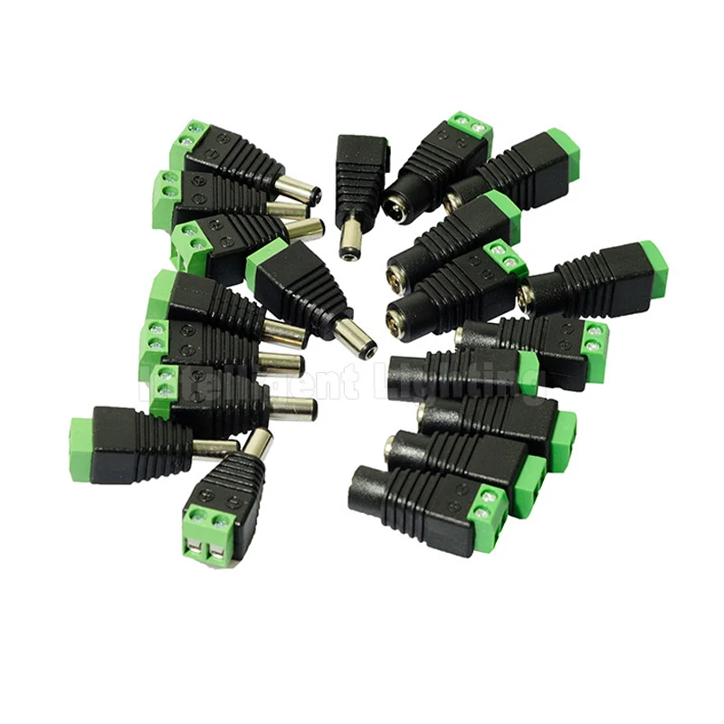 Female Male DC Connector 5.5x2.1mm Power Jack Adapter Plug for 3528 5050 5730 5630 3014 Single Color Led Strip light CCTV Camera