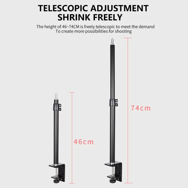 Vlog LED الفيديو الضوئي عدة مكتب جبل إضاءة الاستوديو متعدد مكتب المشبك جبل حامل مصباح مصمم على شكل حلقة فلاش كليب حامل مصباح قوس