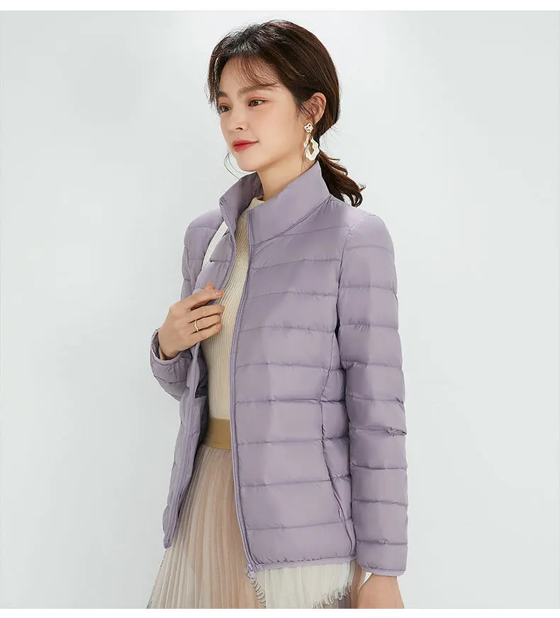 Woman High Quality Ultra Light 90% White Duck Down Jackets Women Long Sleeve Parkas Soft Fabric Short Tops Coat Windbreaker 4XL