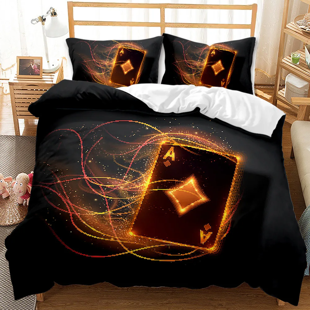 Bedding Set Playing Card 3d Printed Poker Game Duvet Covers with Pillowcases Comforter Cover Red Black Bedclothes Bed Linen 150