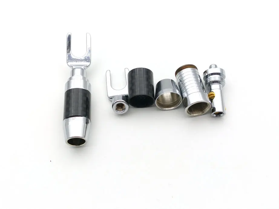 10pcs Koper Rhodium Plated Speaker Spade Plug Banaan Plug Schroef Type Audio connector
