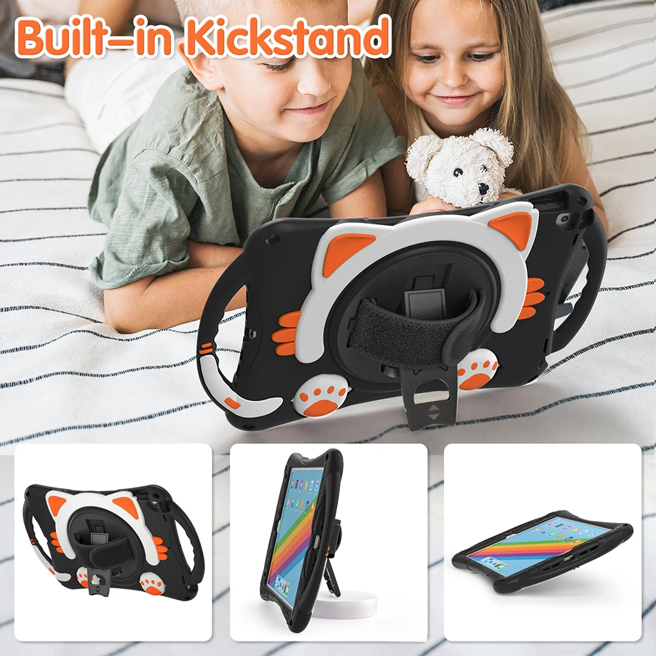 360 Rotatie Kickstand Kids Case Voor Ipad Air 3 Pro 10.510.2 Siliconen Cover 2019 2020 Shockproof Case Met Handvat + band