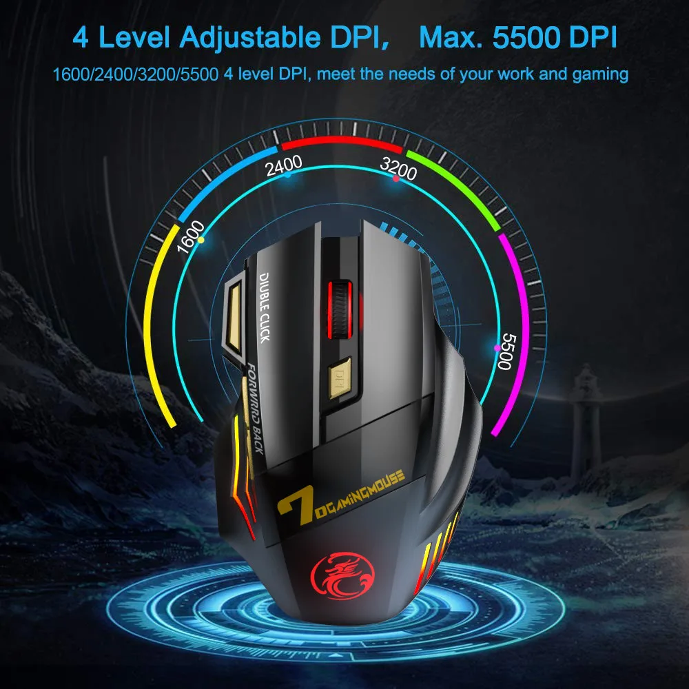 Wireless Bluetooth Mouse for Laptop Computer Rechargeable Portable Gaming Mause Silent Ergonomic RGB Backlight Gamer Mice for PC