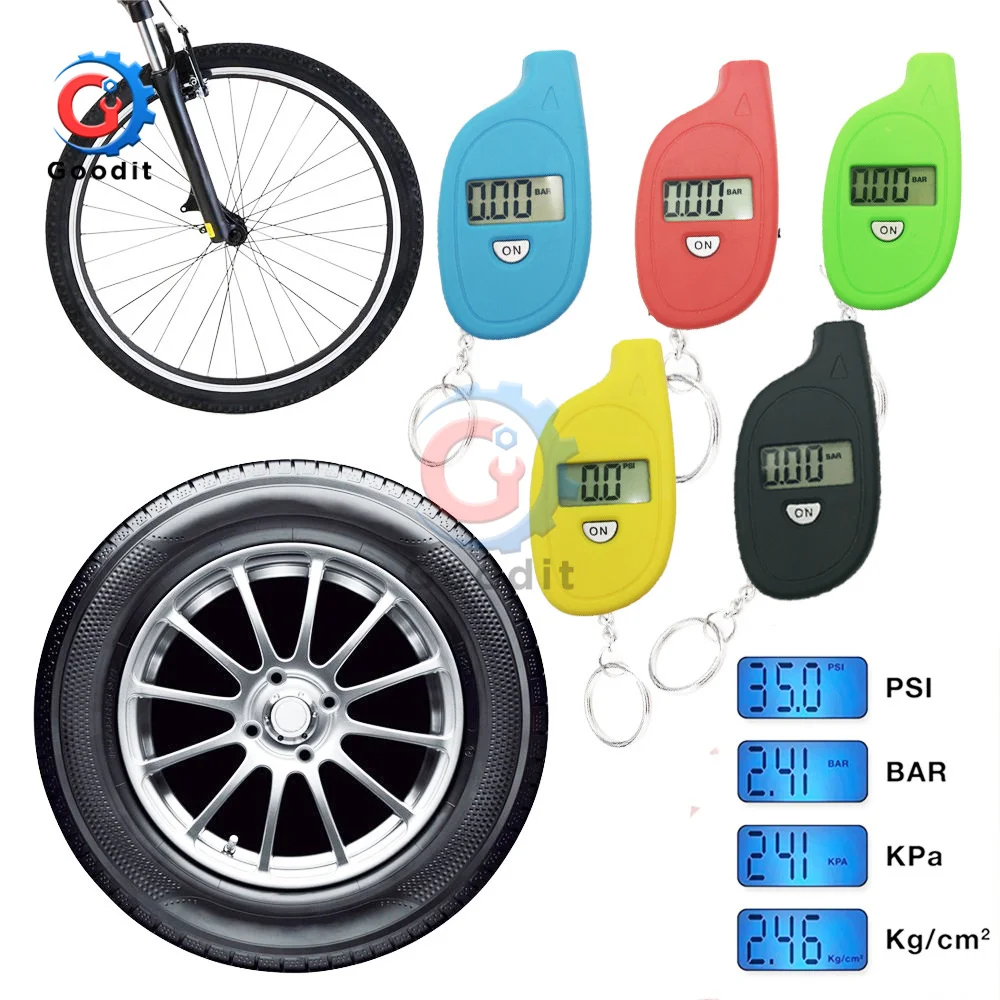 Mini Keychain Tire Pressure Gauge Digital LCD Display Car Air Pressure Tester Car Motorcycle Safety Pressure Monitor Tool