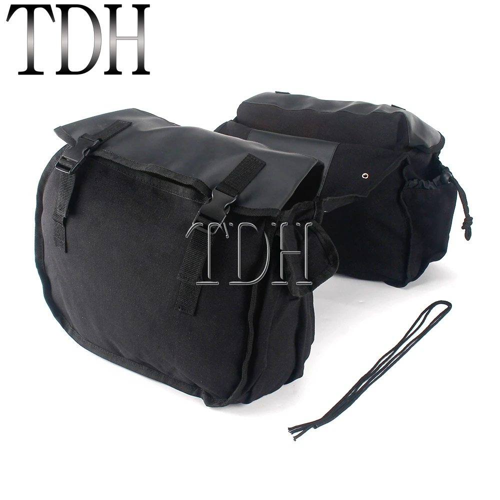 35-40L Canvas Motorcycle Saddlebag Outdoor Riding Tail Tool Bag Moto Travel Rider Luggage Suitcase Motorbike Rear Seat Bag Black