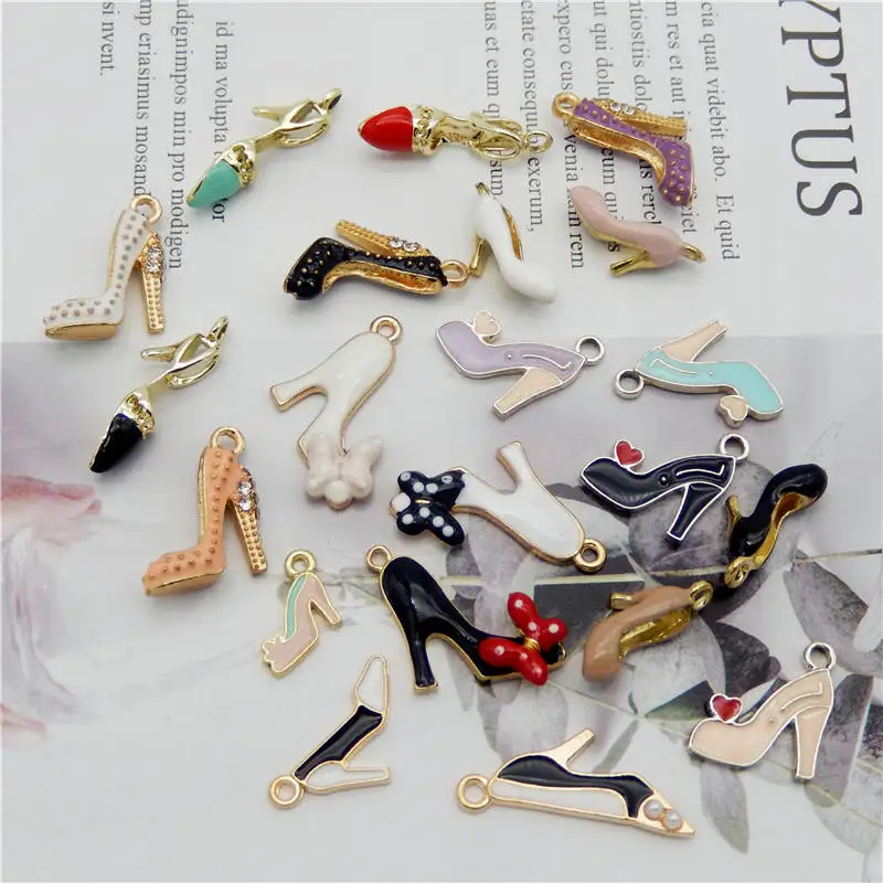 

Julie Wang 20PCS Enamel High Heel Charms Mixed Women Shoes Alloy Necklace Bracelet Jewelry Making Accessory