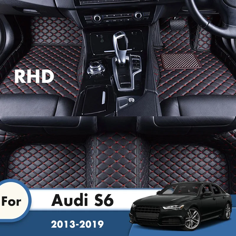 RHD Custom Car Floor Mats For Audi S6 2019 2018 2017 2016 2015 2014 2013 Car Styling Interiors Accessories Carpet Leather Rugs