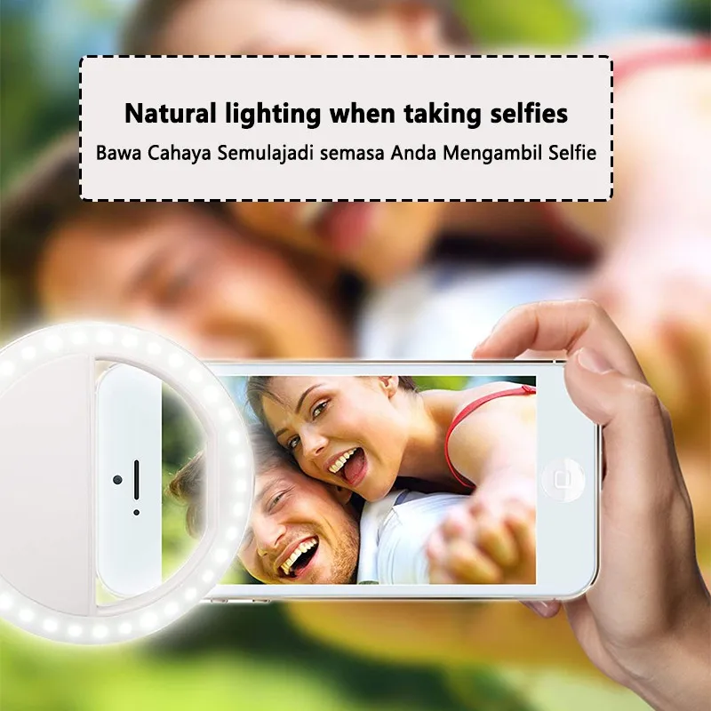 Led Selfie مصباح مصمم على شكل حلقة الجدة ماكياج الإنارات Led Selfie مصباح الهواتف المحمولة صور إضاءة ليد ليلية مرآة النيون تسجيل Selfie الدائري