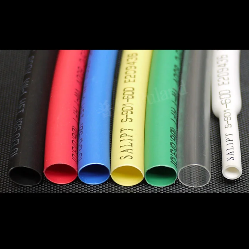 1M Heat Shrinking Tube Electric Cable Sleeving φ6mm - φ9mm Tubing Wire Colours 2:1 black white red green yellow blue Transparent