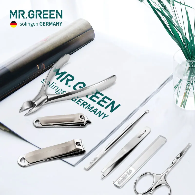 MR.GREEN Nail Art Tool Sets 7PCS/ Set Stainless Steel Universal Home Manicure Set Nail Clippers Cleaner Grooming Kit Nail Care