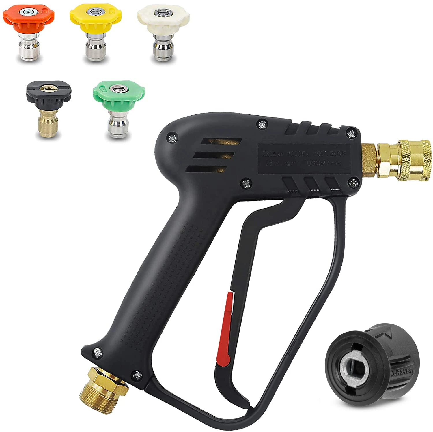 High Pressure Cleaning Gun Karcher 4000PSI with 5 Quick Connect Color Nozzle Kit Cleaning Water Gun for Car Cleaning