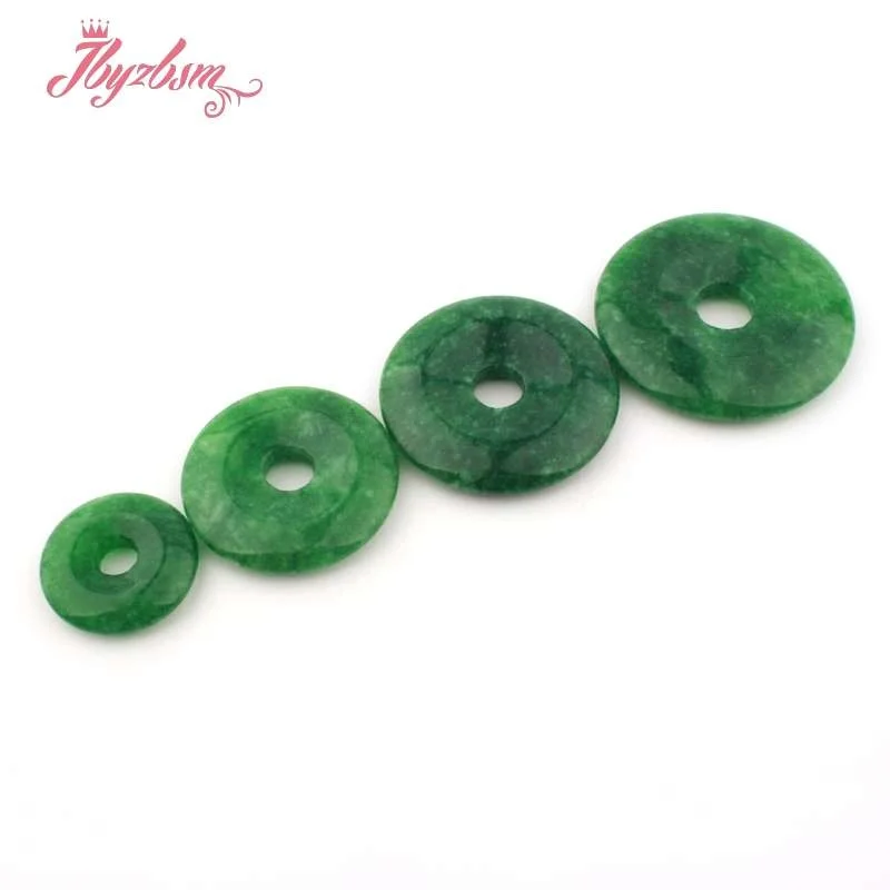 35 40 45mm Ring Donut Round Smooth Green Jades Pendant Stone Beads 1 Pcs,For DIY Necklace Pandant Jewelry Making,Free Shipping