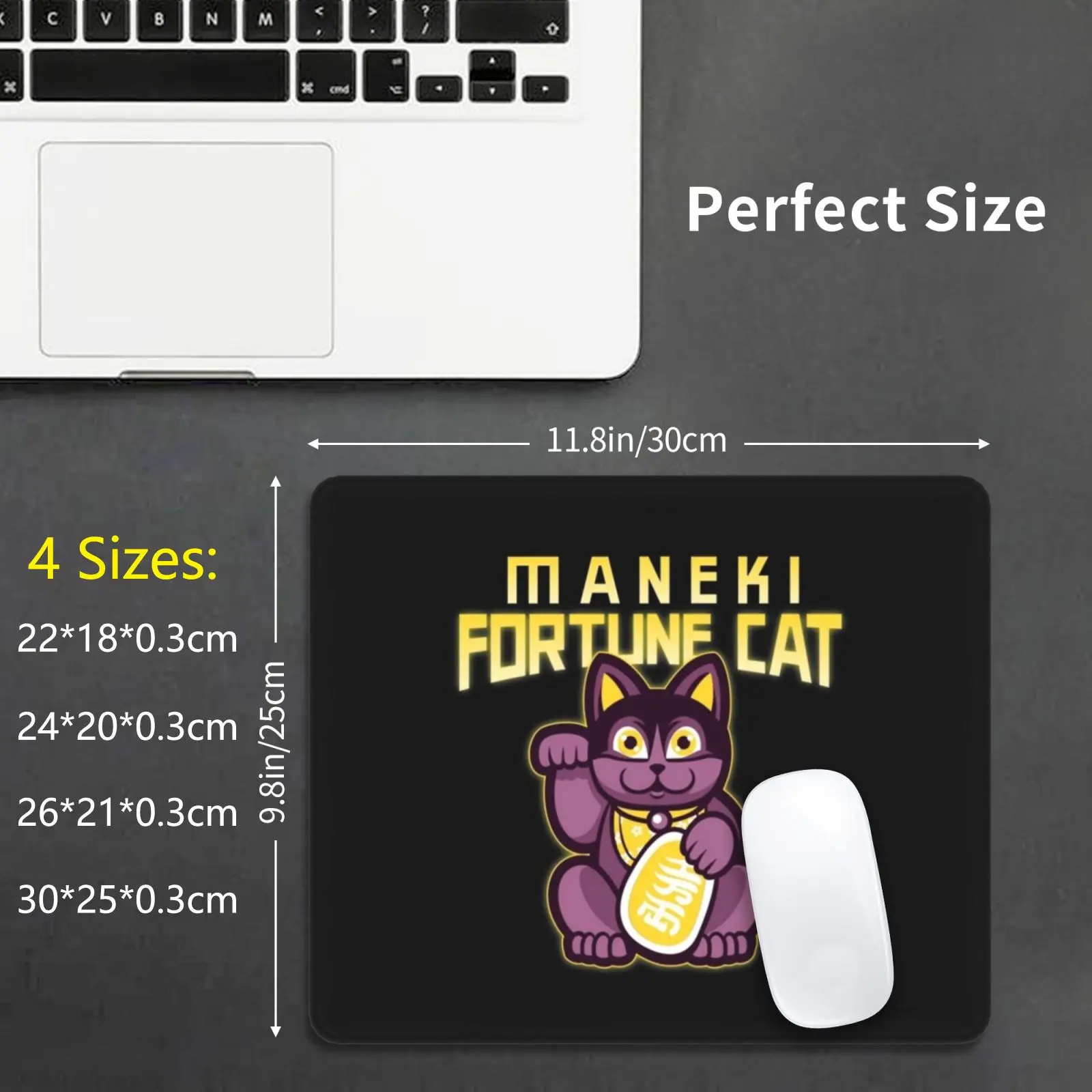 Maneki Fortune Cat Gold Version Mouse Pad DIY Print Maneki Neko Lucky Cat Feng Shui Money Art Japanese