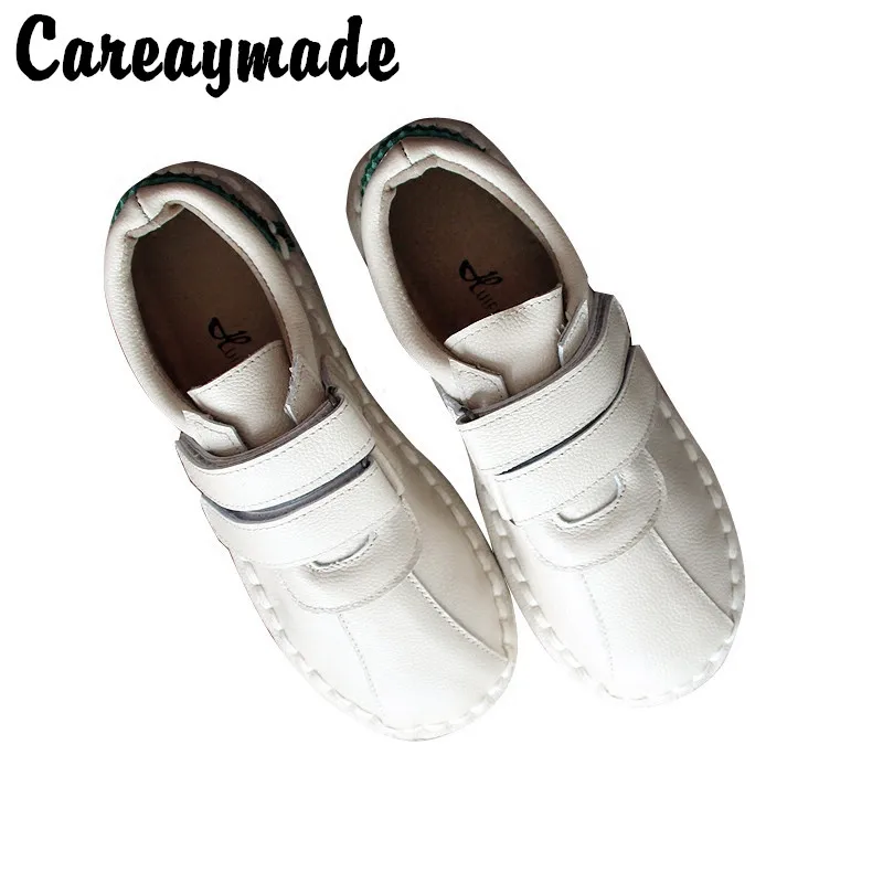 

Careaymade-New styl Spring and autumn Japanese white shoes and Mori art fresh Retro Genuine Leather leisure flats shoes,2 colors