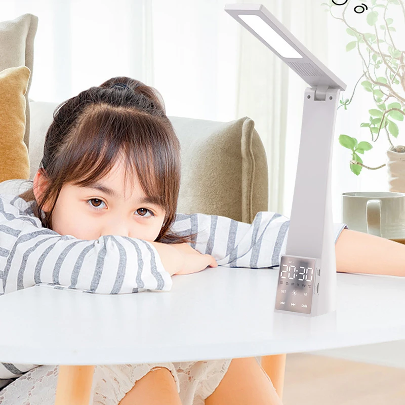 Soleeanre Bluetooth-ใช้งานร่วมกับลำโพงโคมไฟตั้งโต๊ะลำโพงนาฬิกาปลุกอุณหภูมิตรวจสอบโทรศัพท์มือถือรองรับจอแสดงผล