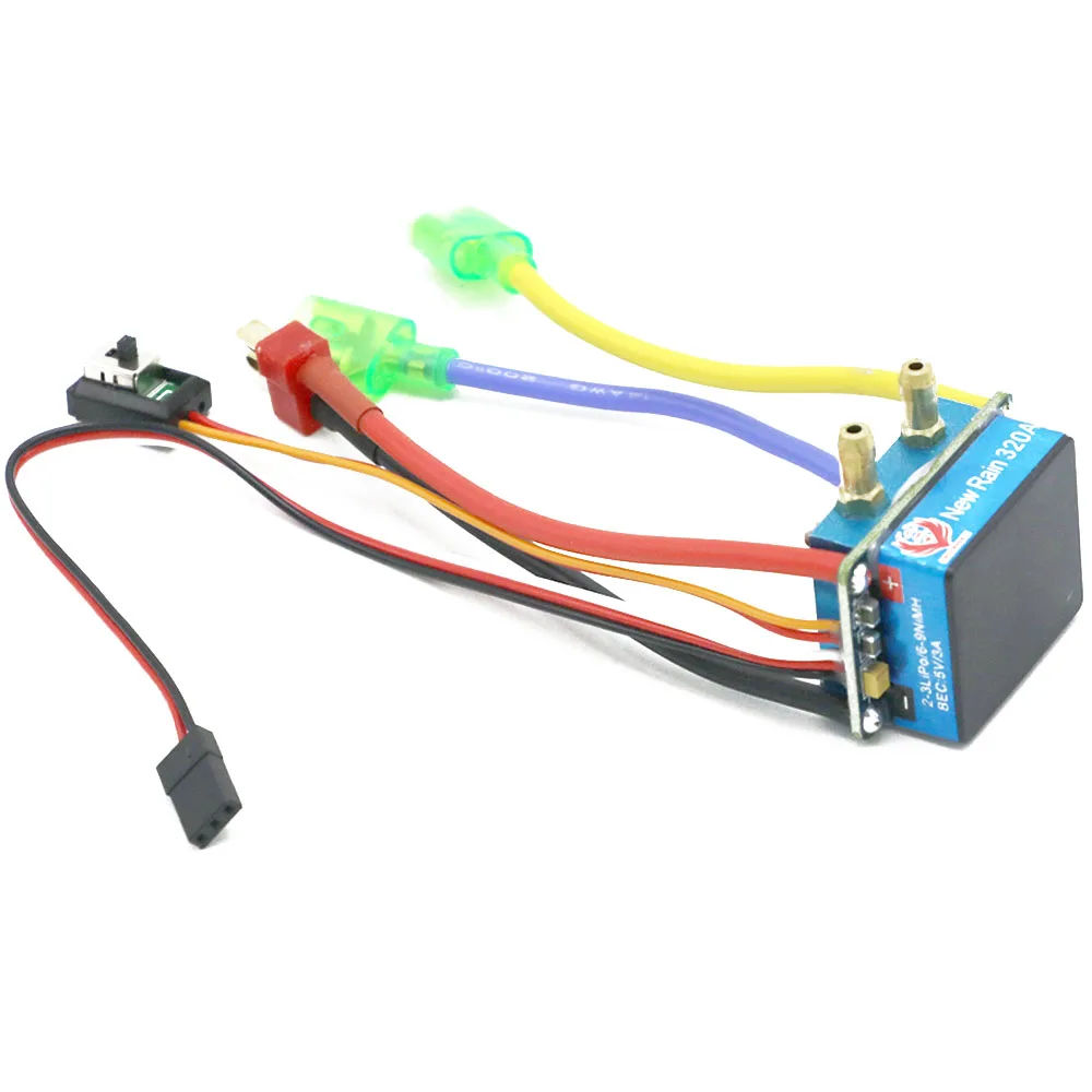 New Rain 320A Waterproof Brushed Speed Controller ESC Dual Mode Regulator 5V 3A BEC For 1:10 RC Truck Boat Car Accessories Toy