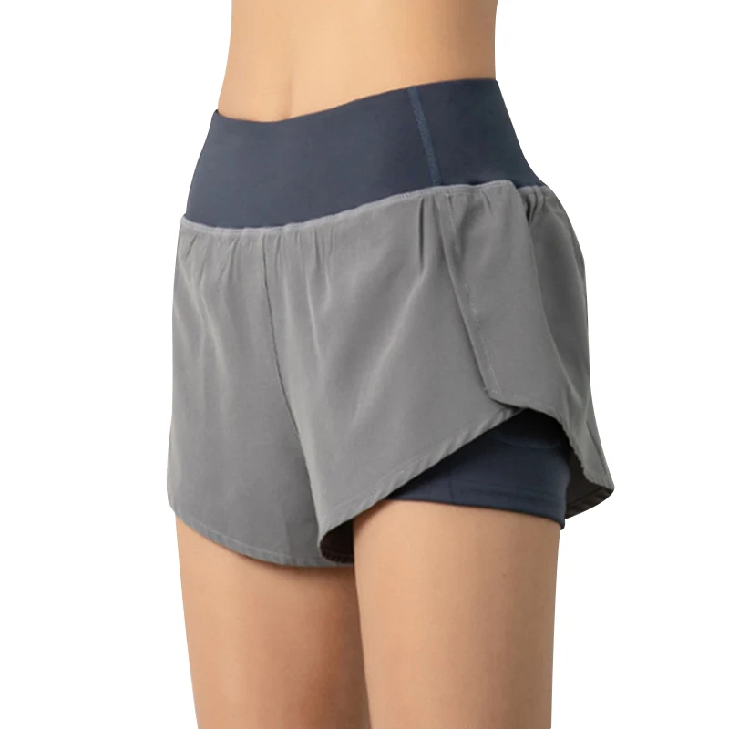 Pantalones cortos deportivos de alta elasticidad para mujer, Shorts de secado rápido de doble capa con bolsillo, gran oferta, verano, 2020