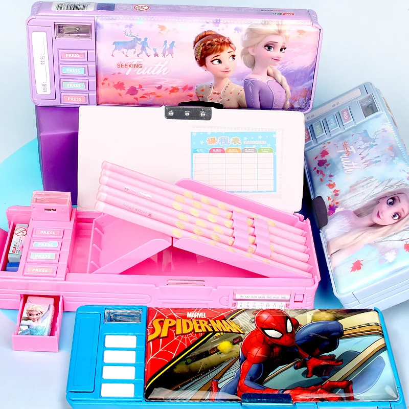 Imagem -03 - Disney-caixa de Papelaria Frozen Mickey Princess Marvel para Crianças Estojo Multifuncional Estudante e Crianças Material Escolar Presente de Aniversário