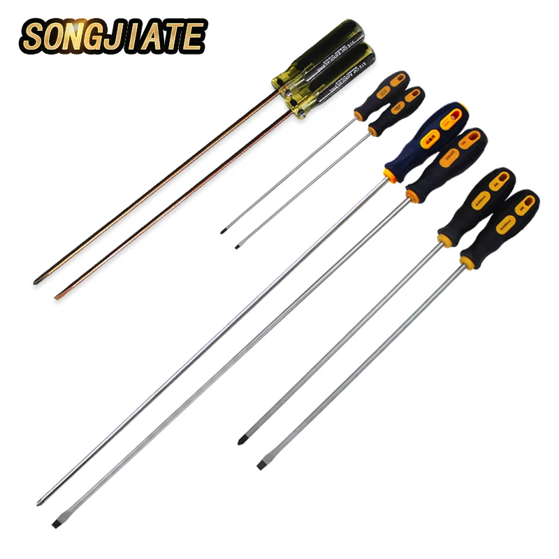 SONGJIATE Extra Long Slotted Phillips Screwdriver with Plum Blossom 300mm Durable Precision Tips for Deep Access & Tight Spaces