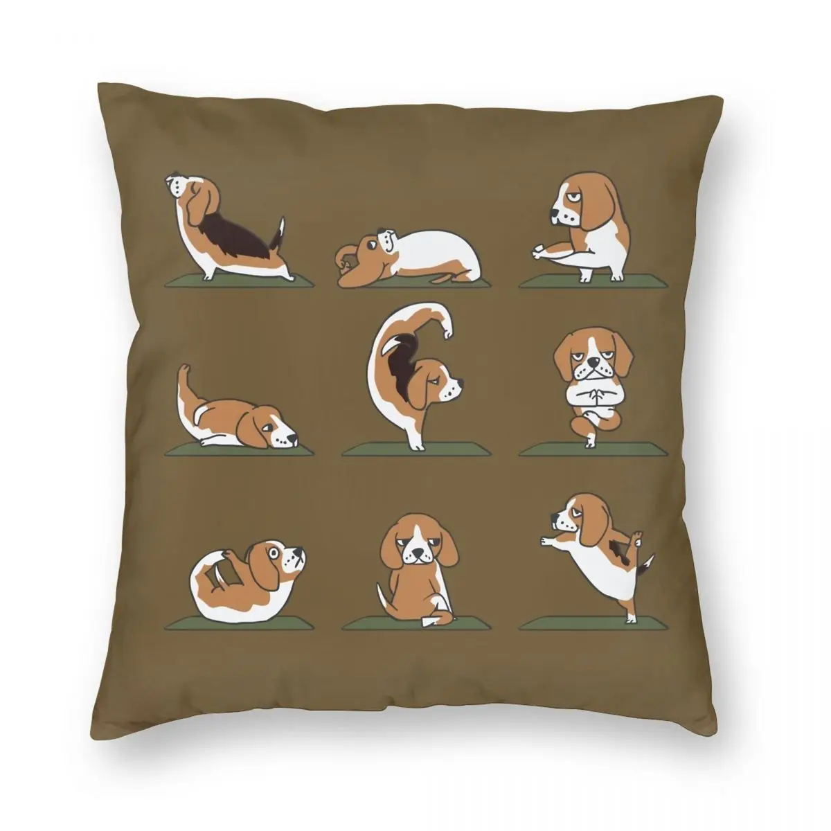 

Beagle Yoga Pillowcase Polyester Linen Velvet Creative Zip Decor Throw Pillow Case Home Cushion Case 18"