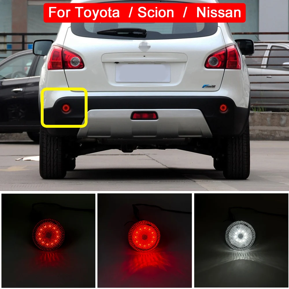 

3 Function LED Rear Bumper Reflector Lamp Tail Brake Reversing Light For Toyota Corolla Sienna Scion IQ xB Nissan Qashqai Juke