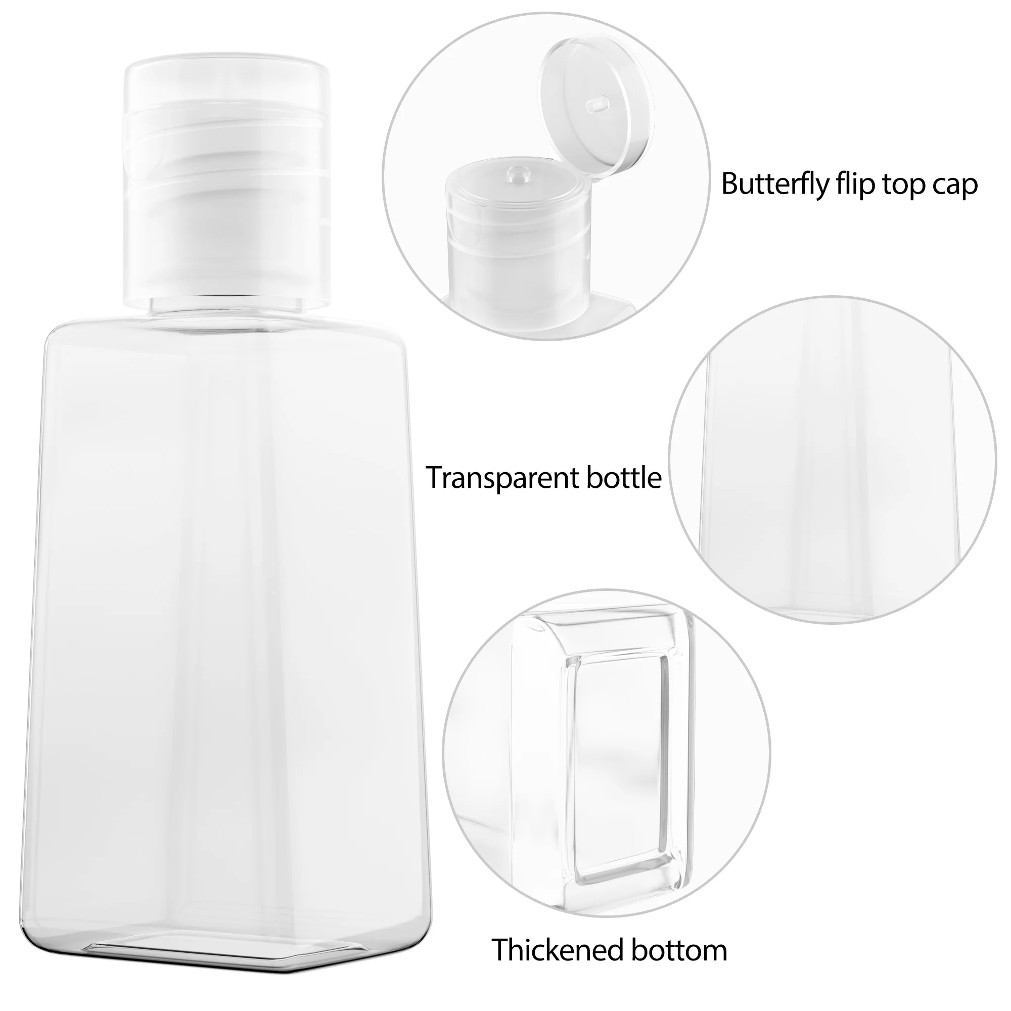 10/20/30pcs 30ml Trapezoidal Empty Hand Sanitizer Bottles Refillable Plastic Container Transparent Gel Bottle Travel Packaging