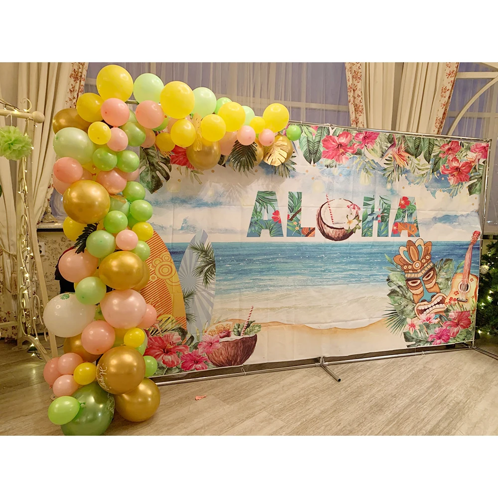 الصيف ألوها لو خلفية للحفلات الاستوائية هاواي شاطئ صور خلفية الصيف استحمام الطفل حفلة عيد ميلاد ديكور