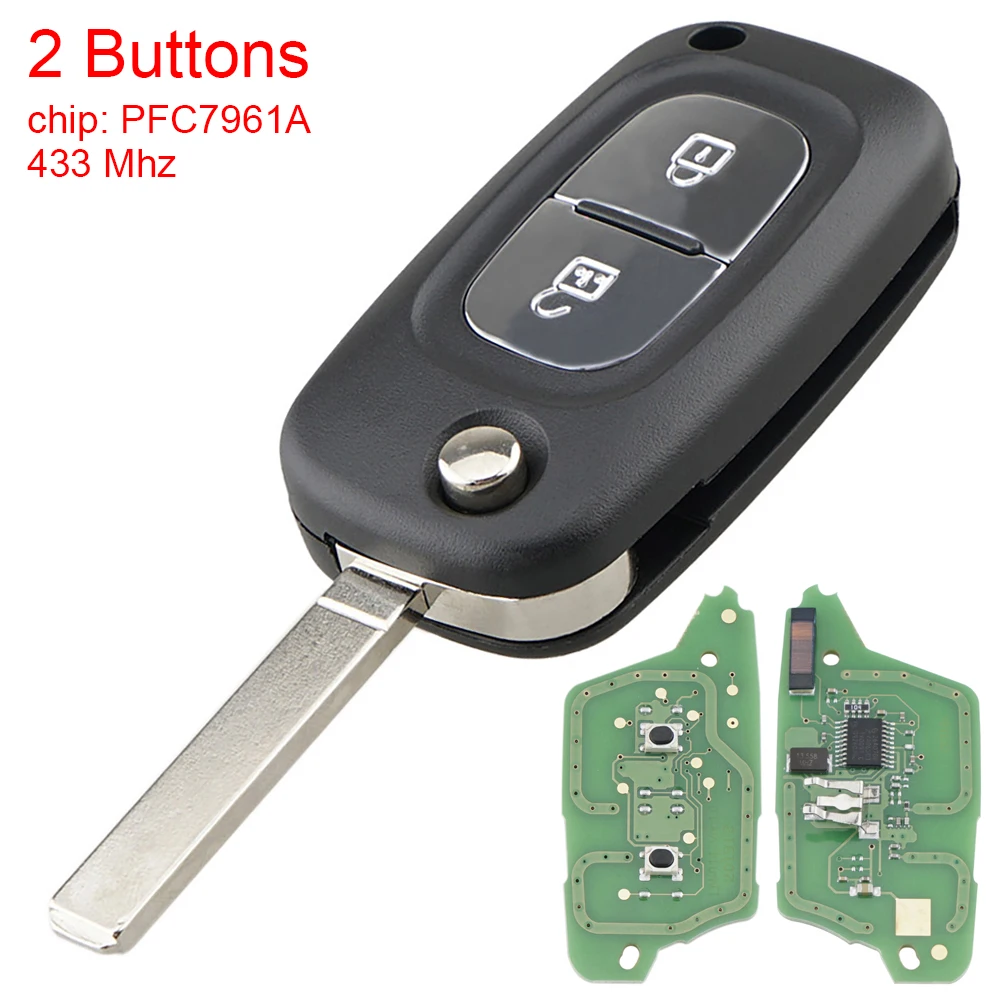 

2 Buttons Smart Car Remote Key with ID46 PFC7961A Chip Fit for Renault Clio III Clio 3 Kangoo-Master Modus Twingo 2006-2016