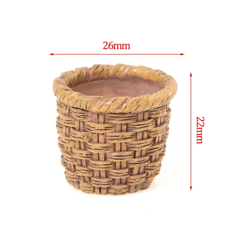 2pcs 1/12 Mini Cute Dollhouse Rattan Frame Hand-woven Vegetable Food Storage Basket Dolls Miniature Decoration