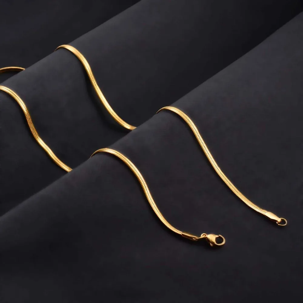 1 Stück Breite 1,5mm/2mm/2,5mm Flache Schlangenkette Halskette für Männer und Frauen Edelstahl Flache Schlangenkette Großhandel Schmuck – Detail 4