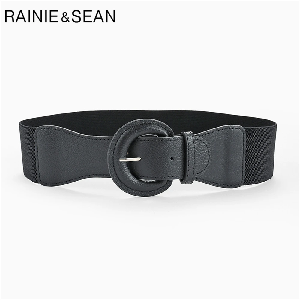 RAINIE SEAN Cummerbunds Female Elastic Women Waist Belt Studded Wide Women\'S Belts Vintage Stretchy Ladies Dress Waistbands