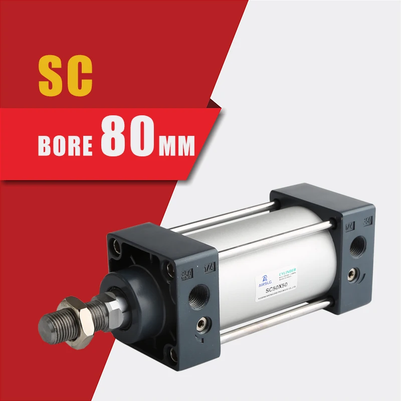 SC80-25 80mm Bore 25mm Stroke Dual Acting Aluminum Alloy Pneumatic Air Cylinder