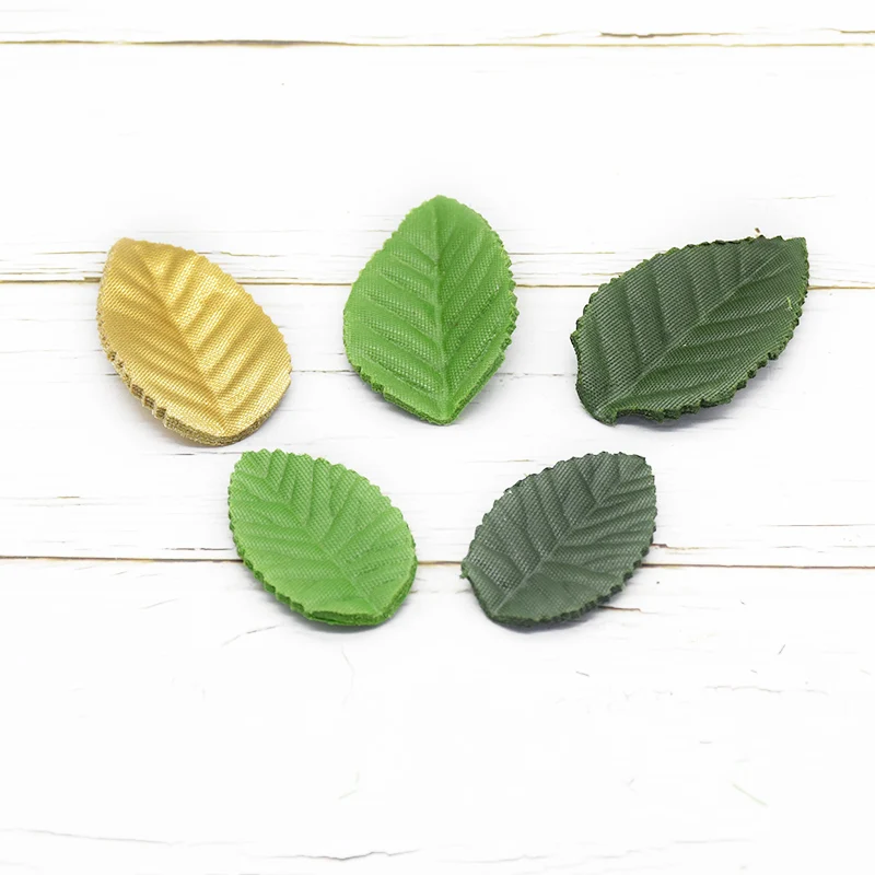 

100Pcs Artificial Green Leaves Cheap Silk Leaf for Wedding Home Decoration Diy Wreath Flowers for Scrapbooking Craft Fake Flower