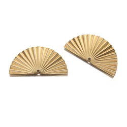 Pure Raw Brass Half Circle Charms Folded Semicircle Fan Pendants For Diy Drop Earrings Necklace Bracelet Handmade Jewlery Making