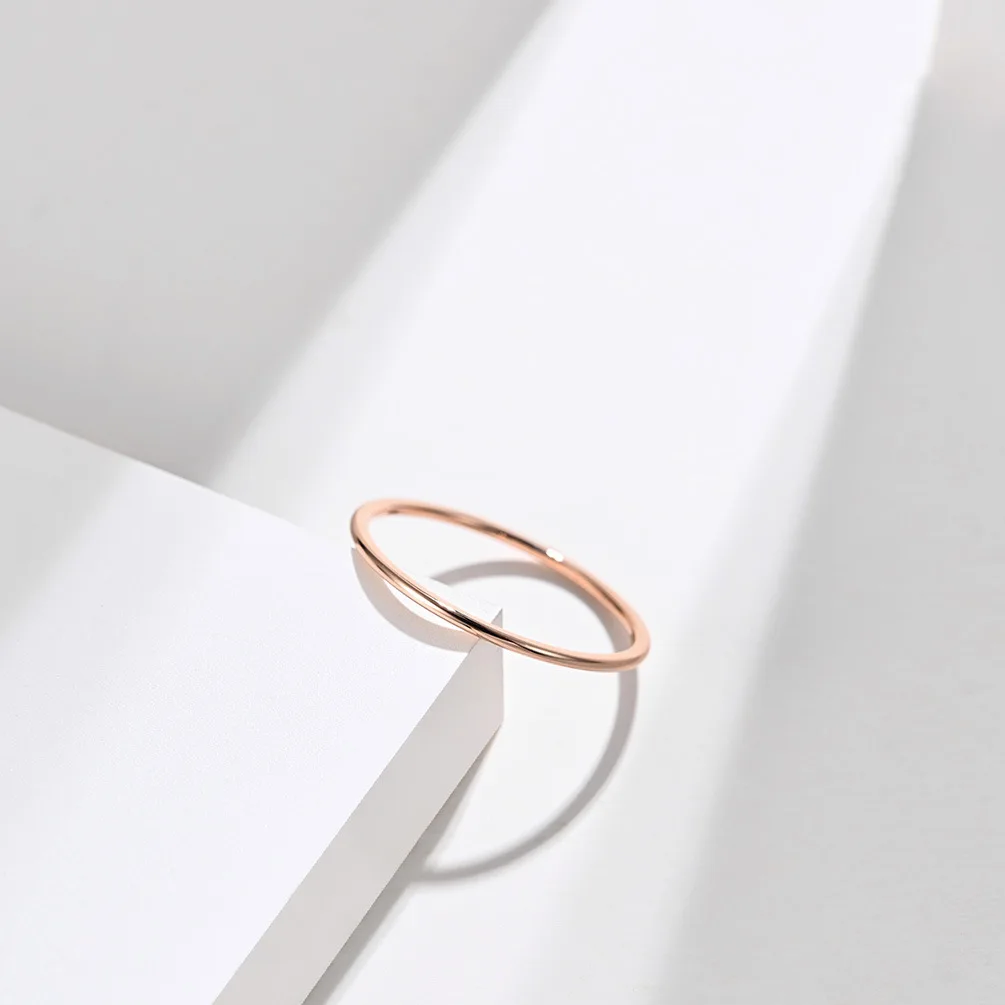 1mm Titanium Steel Ring Gold/Rose Gold/ Silver Color Simple Female Thin Ring Wedding Jewelry Gift