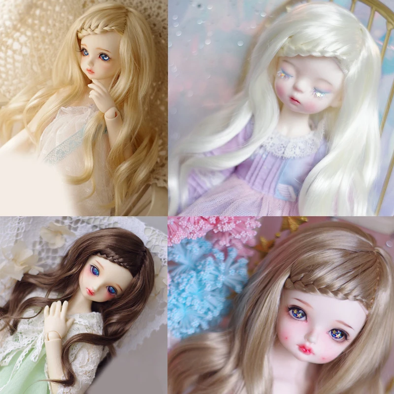 

D03-P580 children toy BJD DD SD MSD 1/8 1/6 1/4 1/3 doll's Photo props Accessoriess Golden tea brown braid hair long hair 1pcs