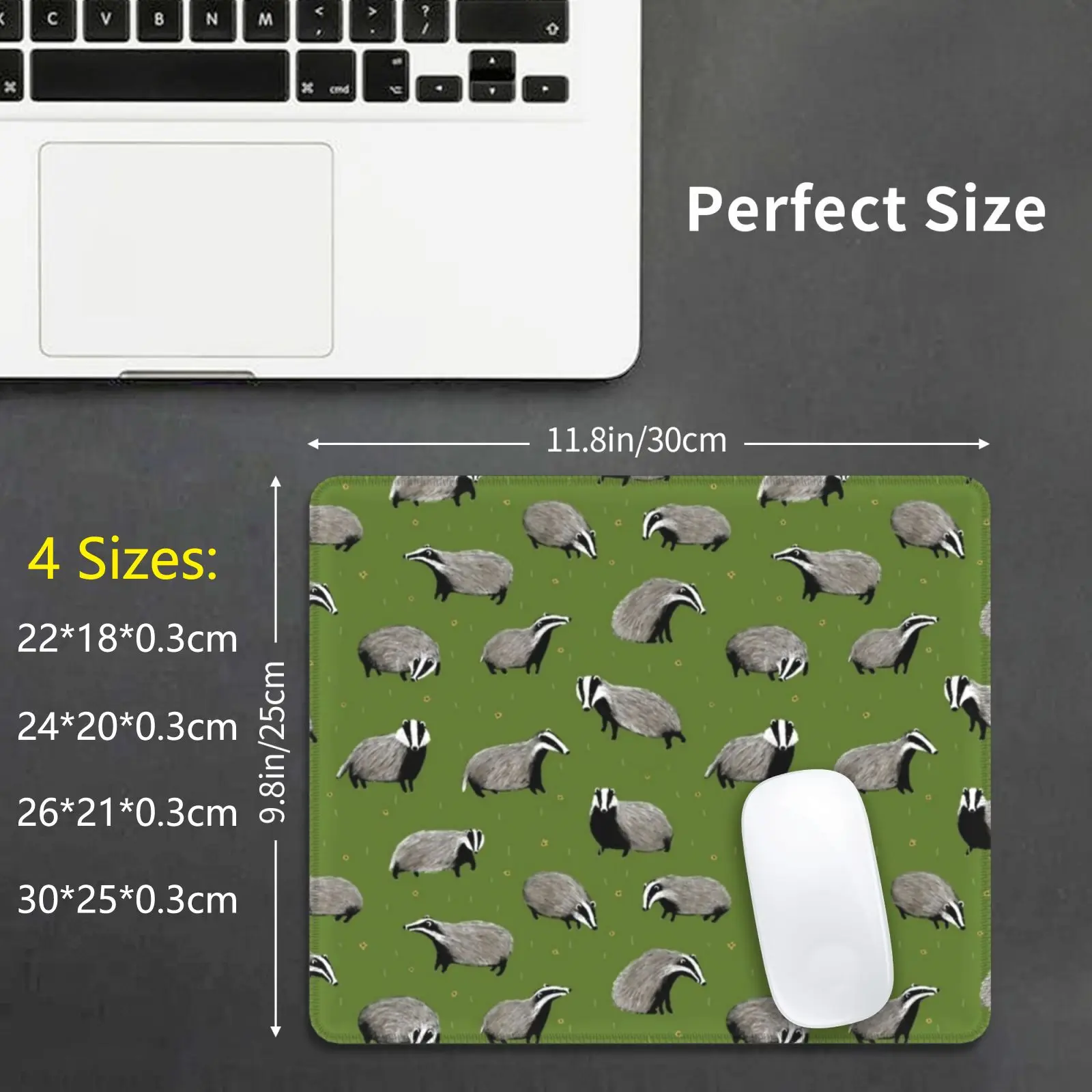 Badger Pattern Mouse Pad DIY Print Cushion Badger Badgers Pattern Repeat Green Wood Woodland Forest Uk British