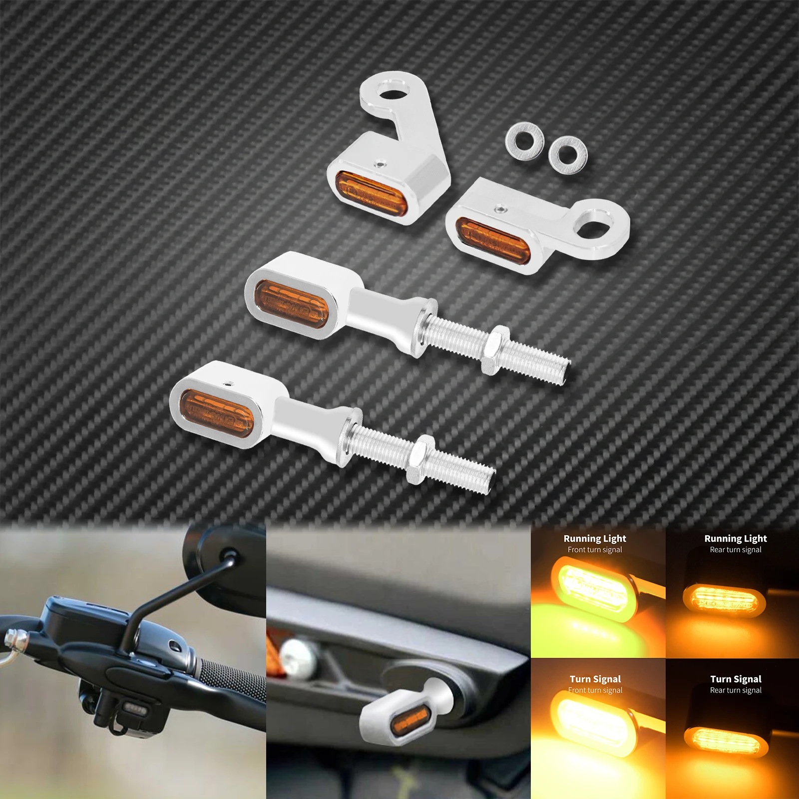 Motorcycle LED Front+Rear Turn Signal Indicator Running Light Black/Chrome For Harley Sportster XL 1200 883 72 48 Roadster 04-24