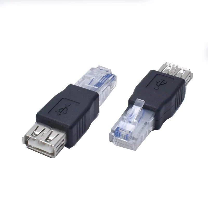 USB 2.0 Female to RJ45 Lan Male Adapter Transfer Cable Crystal Head Network Cable Connector USB AF/8P RJ45 for Ethernet Computer