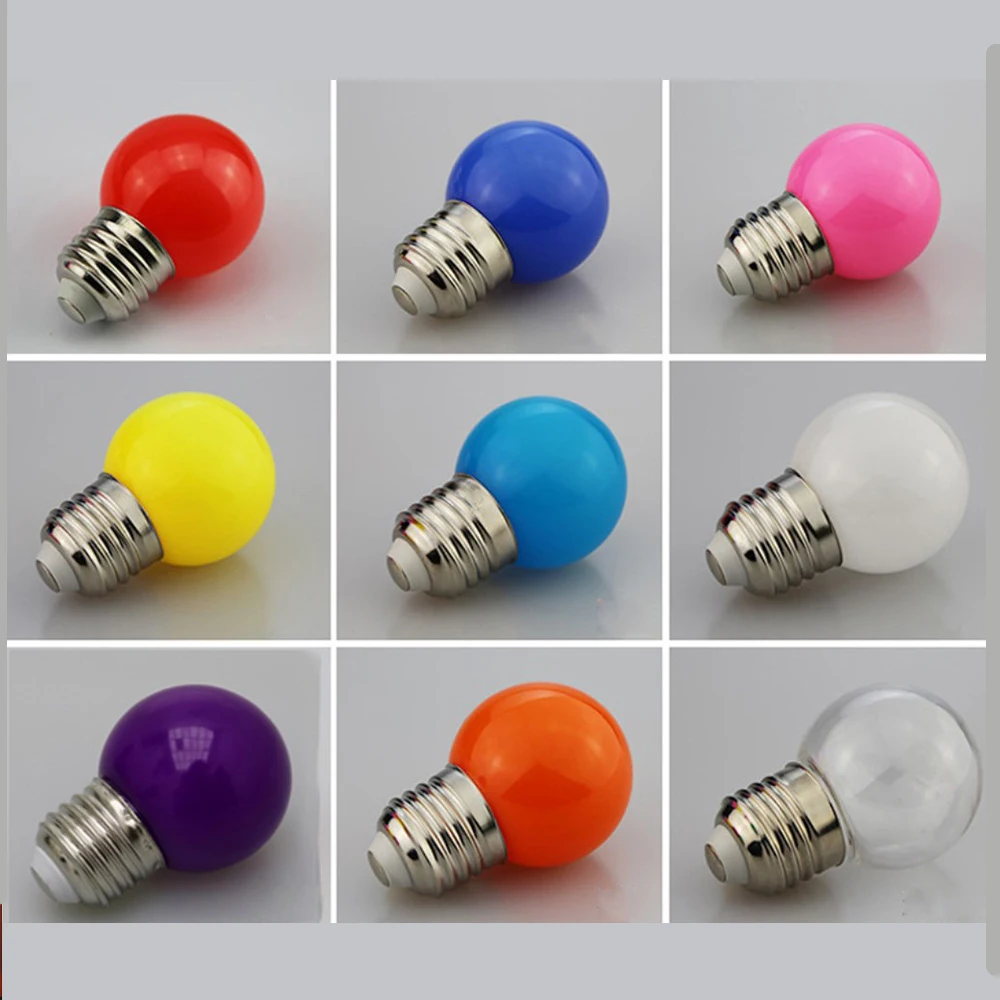 E27 1W AC220V Color Plastic Package Aluminum Red Yellow Green Blue Lantern Bulb Holiday Wedding Decoration Light