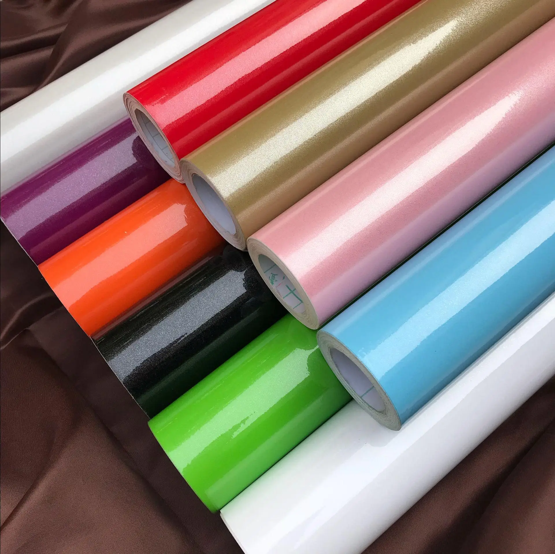 PVC Glossy Waterproof Moistureproof Wall Sticker Kitchen Cabinet Stove Oilproof Film Self-Adhesive Sideboard Furniture Wallpaper