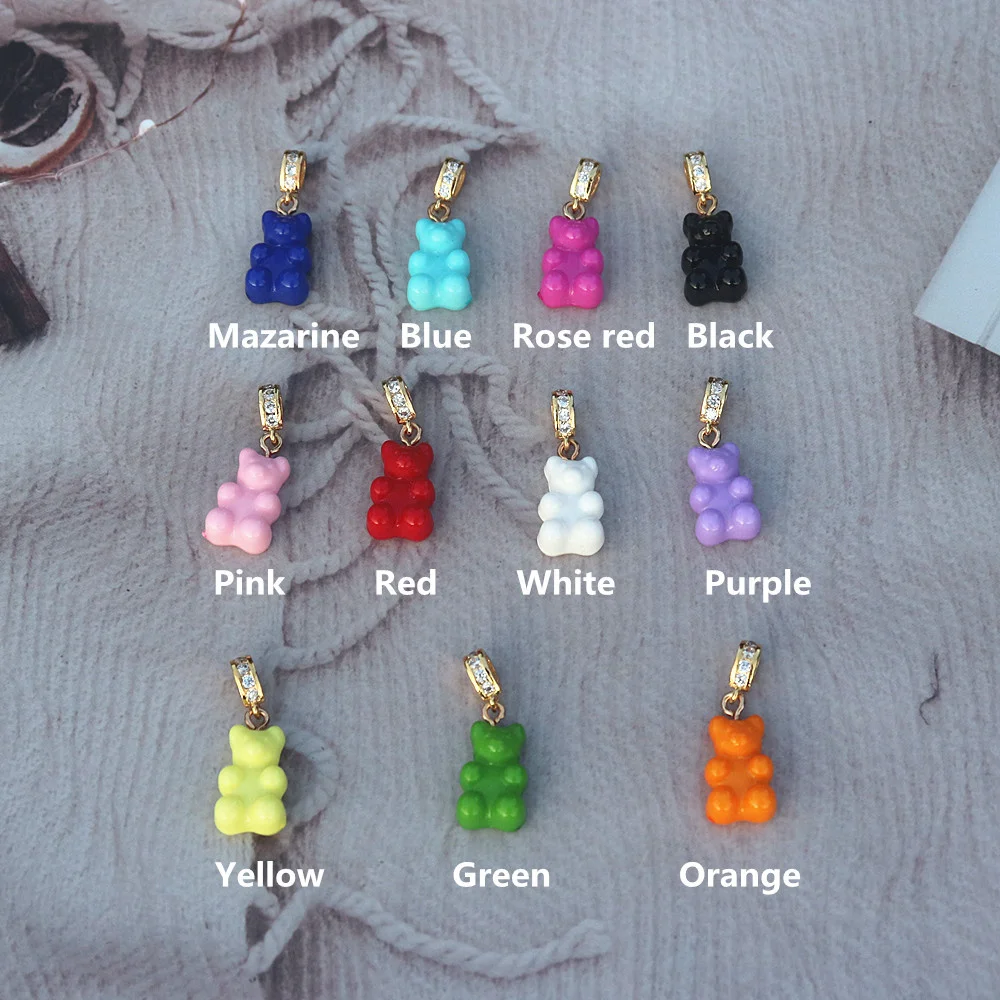 Cute Resin Gummy Bear Necklaces Candy Color Pendant For Women Girl\'s Charm Halloween Jewelry Gift For Girlfriend