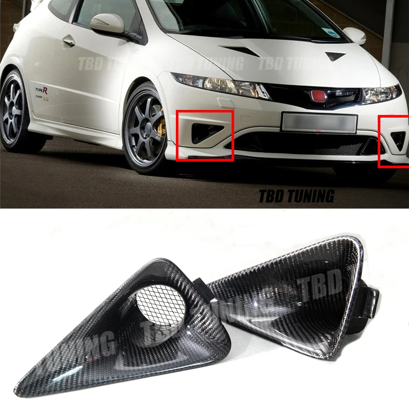 Front Fog Light Cover For Honda Civic FN FK FN2 TYPE R 2006 2007 2008 2009 2010 2011 2012 Carbon Fiber Front Fog Light Cover