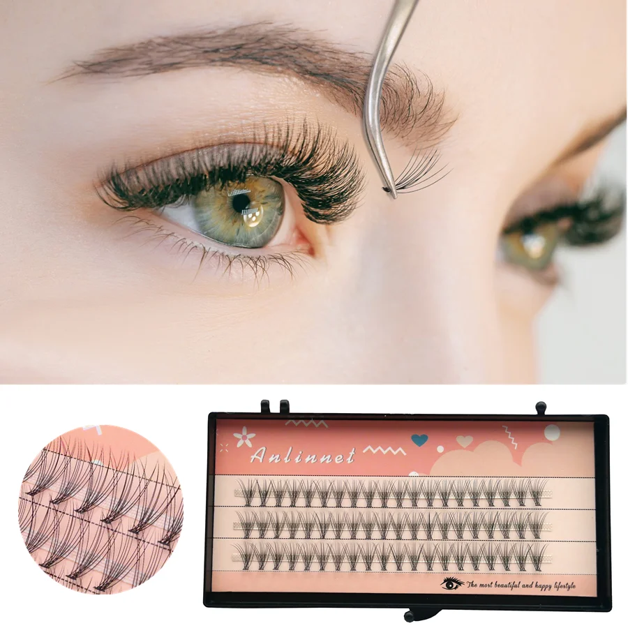 60 clusters/box Eyelash bundles Natural Eyelash extension tufts of eyelashes 10D0.1/0.07 thickness individual lashes