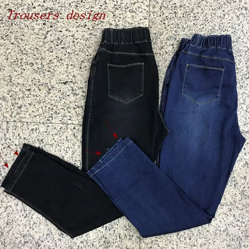 150kg Autumn and Winter New Large Size Casual Jeans 9XL 8XL 7XL Fashion Ladies High Waist Elastic Pocket Loose Solid Color Jeans