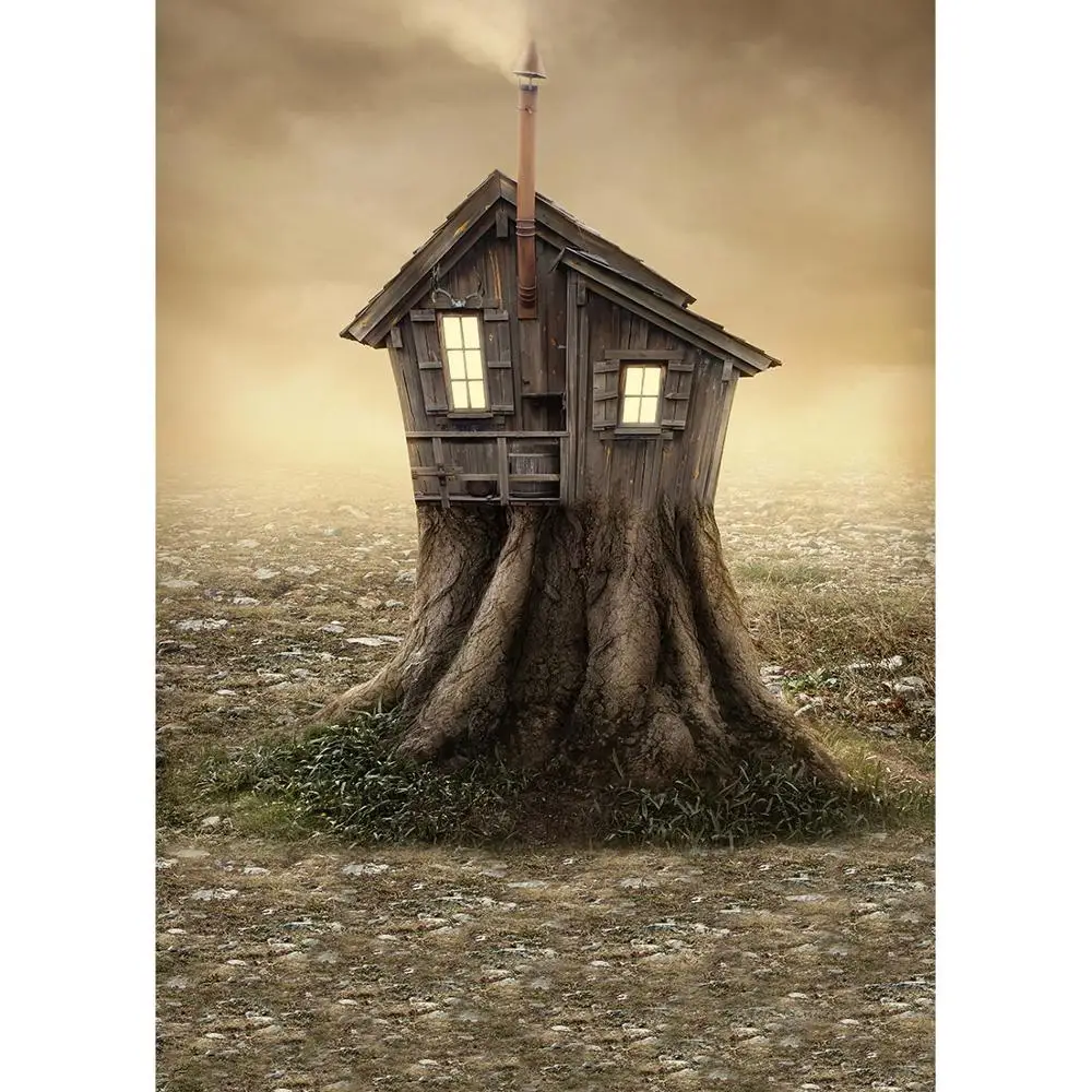 Wooden Cabin Stump Land Photographic Background Vinyl Cloth Backdrop Photo Studio for Portrait Children Baby Pets Photophone