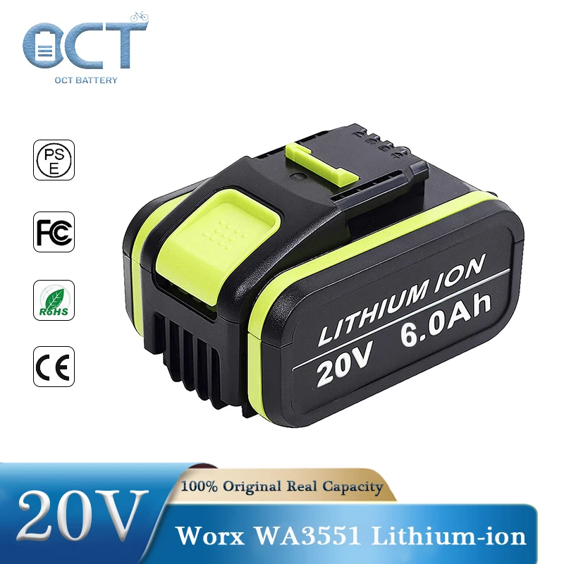 

20V 5000mAh Replacement Lithium-ion Battery for Worx WA3551 WA3551 WA3553 WA3572 WA3760 WA3765 Cordless Power Tools Batteries