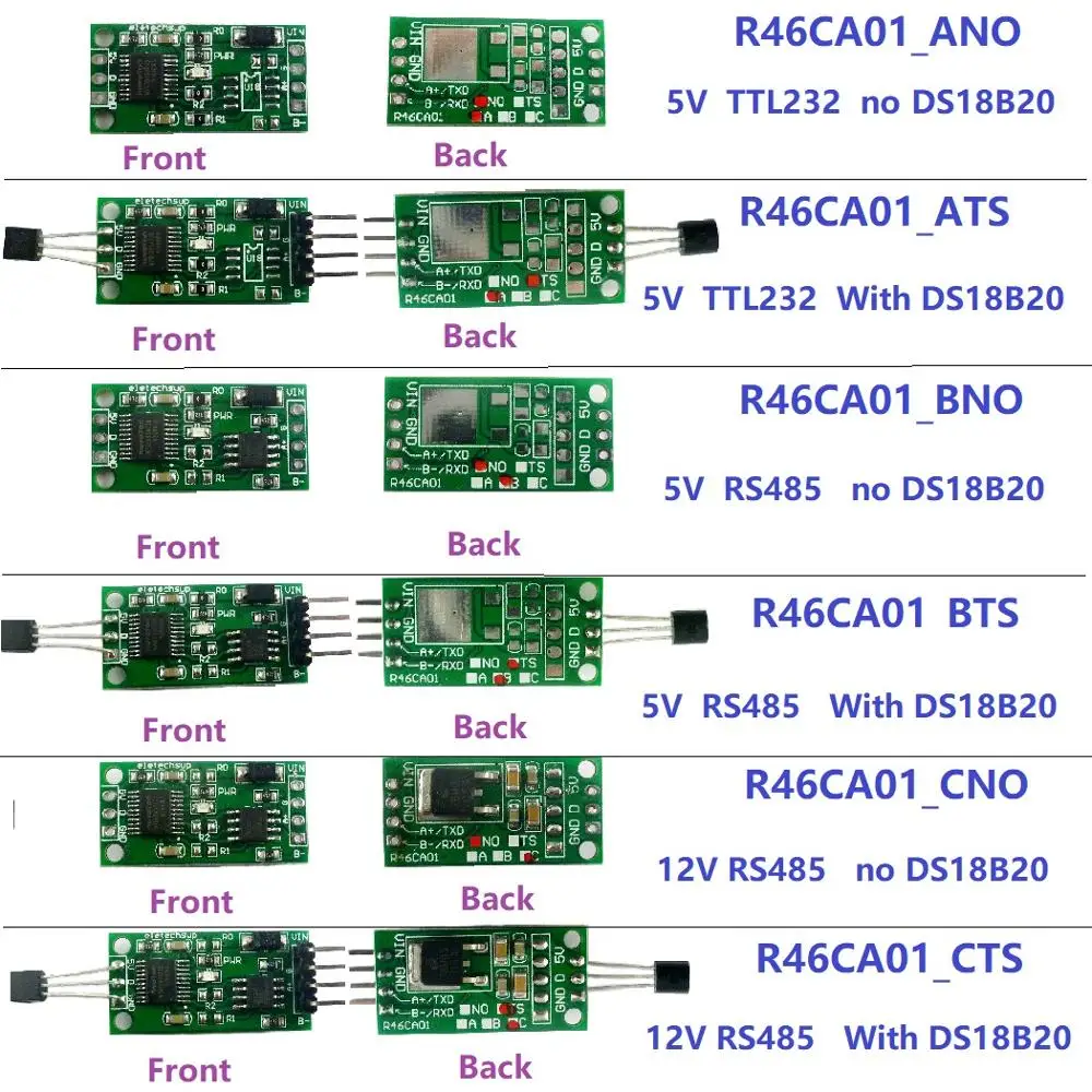 DS18B20 RS485 RS232 TTL Com UARTอุณหภูมิAcquisition Sensor Modbus RTUโมดูล 5V 12VสำหรับUNO R3 PC PLC MCU
